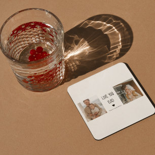 Dessous-de-verre Carré En Papier Photo & Love You Dad Cadeau