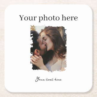 Dessous-de-verre Carré En Papier Photo personnalisée mariage Couple
