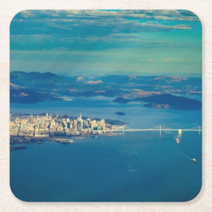 Dessous-de-verre Carré En Papier Photographie aérienne de la Baie de San Franciso