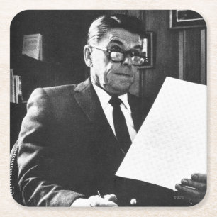 Dessous-de-verre Carré En Papier Photographie de Ronald Reagan