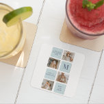 Dessous-de-verre Carré En Papier Photos de Collage moderne Bleu Meilleurs Pères Cad<br><div class="desc">Des photos de collage moderne avec un thème bleu peuvent faire un grand cadeau pour la Fête des pères ou toute occasion de célébrer un père spécial. Les photos collages sont un moyen unique et créatif de présenter une collection de moments mémorables et peuvent être customisés pour s'adapter au style...</div>