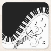Dessous-de-verre Carré En Papier Piano Keyboard Music Design (Devant)