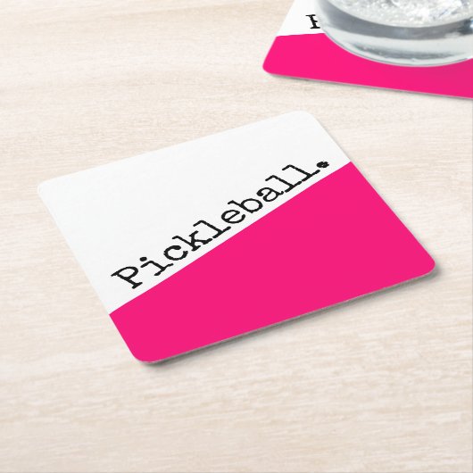 Dessous-de-verre Carré En Papier PICKLEBALL amusant Gras Rose Blanc Diagonblock (Incliné)