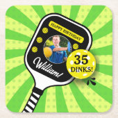 Dessous-de-verre Carré En Papier Pickleball Anniversaire Fête RETRO Green Sports PH (Devant)