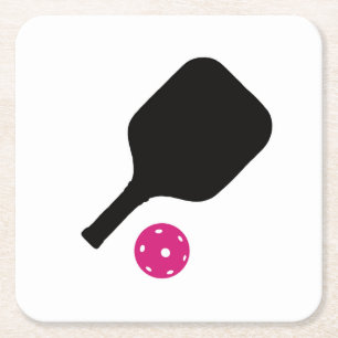 Dessous-de-verre Carré En Papier Pickleball paddles & boules roses