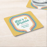 Dessous-de-verre Carré En Papier Pickleball Party Pickle Retro Rainbow Stripe<br><div class="desc">Dessous de verre en papier amusant pour votre prochaine fête de pickleball. Design propose un contour rétro en bande d'une Pickleball Paddle et les mots "Let's Pickle" dans une police amusante. Ajoutez facilement votre texte personnalisé - nom du joueur, nom du club/tournoi de pickleball, etc. Idéal pour une fête d'anniversaire...</div>
