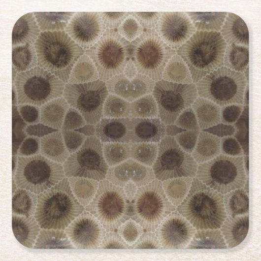 Dessous-de-verre Carré En Papier Pierre de Petoskey Michigan État fossile de pierre (Devant)