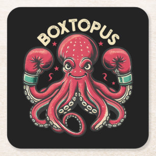 Dessous-de-verre Carré En Papier Pieuvre Boxeur - Boxtopus