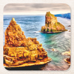 Dessous-de-verre Carré En Papier Piles de la peinture duncansby de l'Ecosse