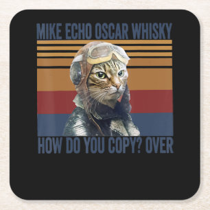 Dessous-de-verre Carré En Papier Pilote de chat Mike Echo Oscar Whisky Costume cade