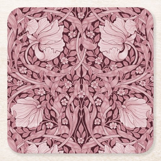 Dessous-de-verre Carré En Papier Pimpernel Maroon, William Morris (Devant)