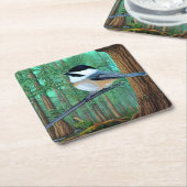 Dessous-de-verre Carré En Papier Pin À feuillage persistant rustique (Incliné)