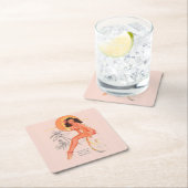 Dessous-de-verre Carré En Papier Pin-up rétro (En situation)