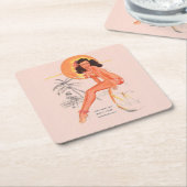 Dessous-de-verre Carré En Papier Pin-up rétro (Incliné)