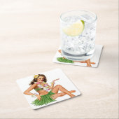Dessous-de-verre Carré En Papier Pin-up rétro (En situation)