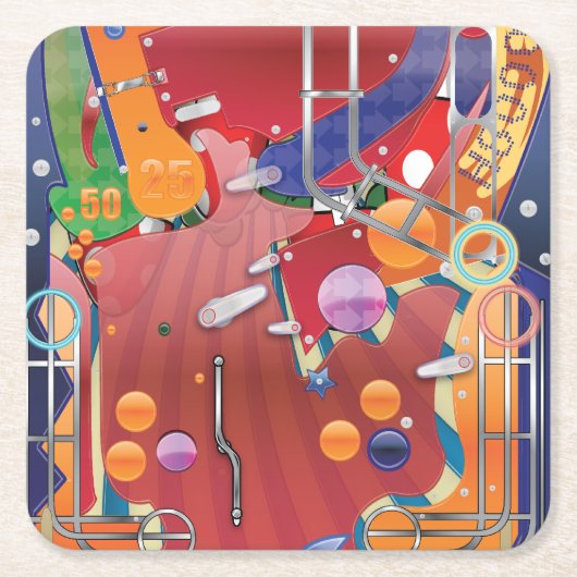 Dessous-de-verre Carré En Papier Pinball Machine Las Vegas (Devant)