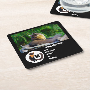 Dessous-de-verre Carré En Papier Pine Marten Photo Nom du monogramme