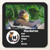 Dessous-de-verre Carré En Papier Pine Marten Photo Nom du monogramme (Devant)