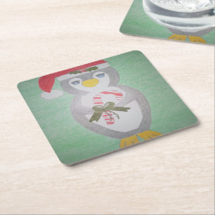 Dessous-de-verre Carré En Papier Pingouin de Noël mignon