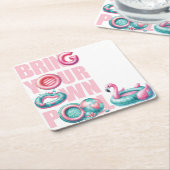 Dessous-de-verre Carré En Papier Pink Apportez Votre Propre Pool Party (Incliné)