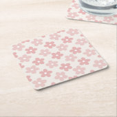 Dessous-de-verre Carré En Papier Pink Cream Daisy Flowers Retro Pattern (Incliné)