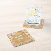 Dessous-de-verre Carré En Papier Pink Gold Glitz Sparkle Zebra Print (En situation)