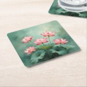 Dessous-de-verre Carré En Papier Pink Lotus Artwork  (Incliné)