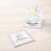 Dessous-de-verre Carré En Papier Pink Pastel Little Boo Ghost Birthday Party Bar (En situation)