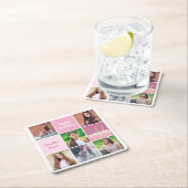 Dessous-de-verre Carré En Papier Pink Photo Collage Custom Femmes's Birthday Party (En situation)