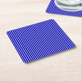 Dessous-de-verre Carré En Papier Pinstripe bleu blanc
