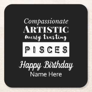 Dessous-de-verre Carré En Papier Pisces Zodiac Fun Caractéristiques Anniversaire