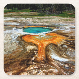 Dessous-de-verre Carré En Papier Piscine de courant ascendant de Yellowstone