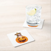 Dessous-de-verre Carré En Papier Pitbull Halloween (En situation)