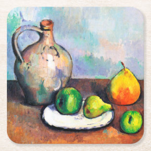 Dessous-de-verre Carré En Papier Pitcher et Fruit, Paul Cezanne