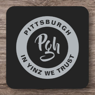 Dessous-de-verre Carré En Papier Pittsburgh Sports Yinz Custom Barware Carré Pap