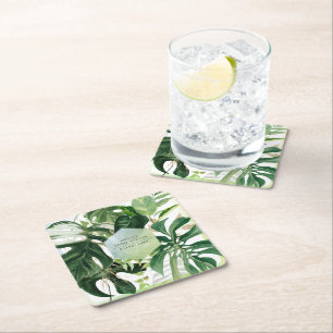 Dessous-de-verre Carré En Papier PixDezines feuillage tropical Monstera panaché