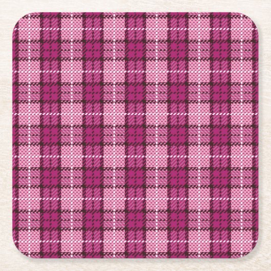 Dessous-de-verre Carré En Papier Pixel Plaid_Magenta-Black (Devant)