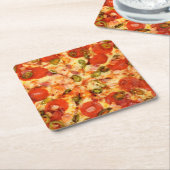 DESSOUS-DE-VERRE CARRÉ EN PAPIER PIZZA 2 (Incliné)