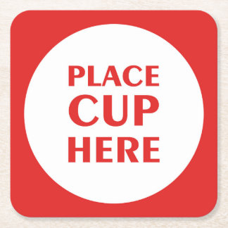 Dessous-de-verre Carré En Papier Place Cup Here - Red