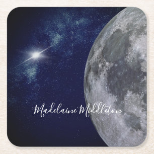 Dessous-de-verre Carré En Papier Place Escort Nom Siège Carreaux Soirée Gold Stars