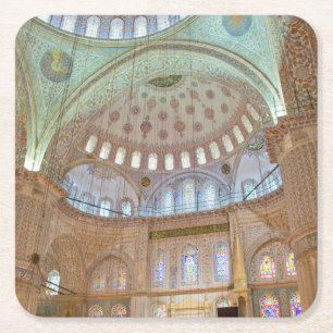 Dessous-de-verre Carré En Papier Plafond en dôme coloré de l'intérieur de la Mosqué