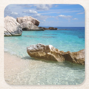 Dessous-de-verre Carré En Papier Plage de Cala Mariolu, dessous de verre de la