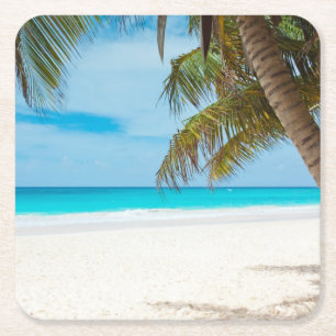 Dessous-de-verre Carré En Papier Plage du Paradis Tropical