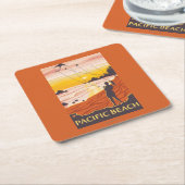 Dessous-de-verre Carré En Papier Plage et cerfs-volants - plage Pacifique, (Incliné)