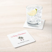 Dessous-de-verre Carré En Papier Plage Tropical Joyeux Palm Trees (En situation)