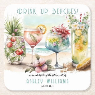 Dessous-de-verre Carré En Papier Plage Tropical Thème Cocktails Retraite