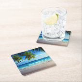 Dessous-de-verre Carré En Papier Plage tropicale de paradis (En situation)