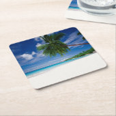 Dessous-de-verre Carré En Papier Plage tropicale | Seychelles (Incliné)