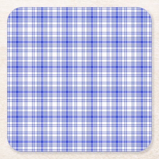 Dessous-de-verre Carré En Papier Plaid blanc bleu 2 (Devant)