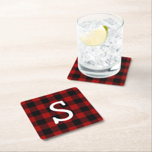 Dessous-de-verre Carré En Papier Plaid de buffle monogramme